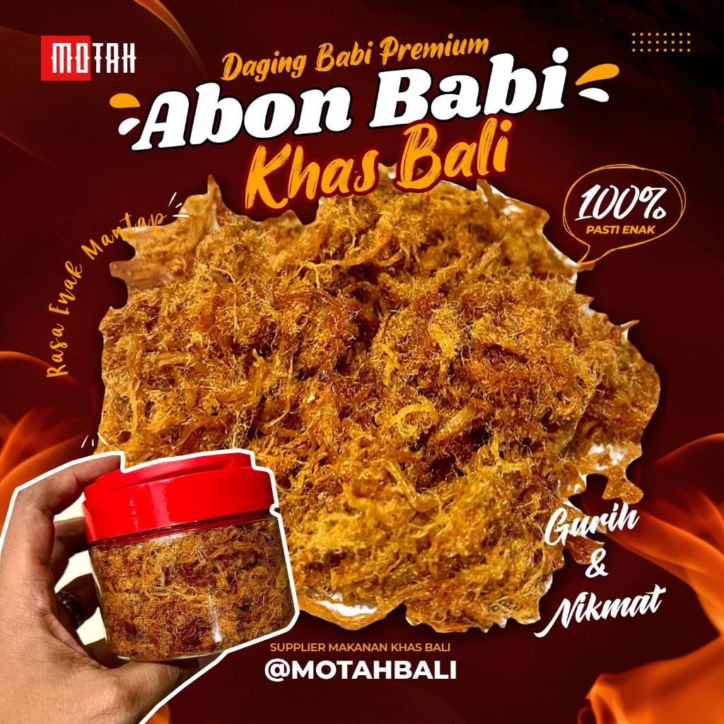 ABON BABI Bali 200gr & 500gr / Abon Babi Suwir Goreng Babi /  Babi Goreng / Pork Babi / MOTAH BALI