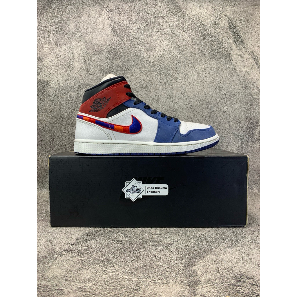Sepatu Second Air Jordan 1 Mid SE Multicolor Swoosh  Size 42 insole 26,5 cm  Original Guarantee 100%