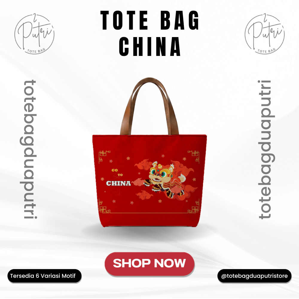 Tas Kanvas Premium Tas Teng Teng Souvenir Tas Kosmetik Negara China Beijing Totebag