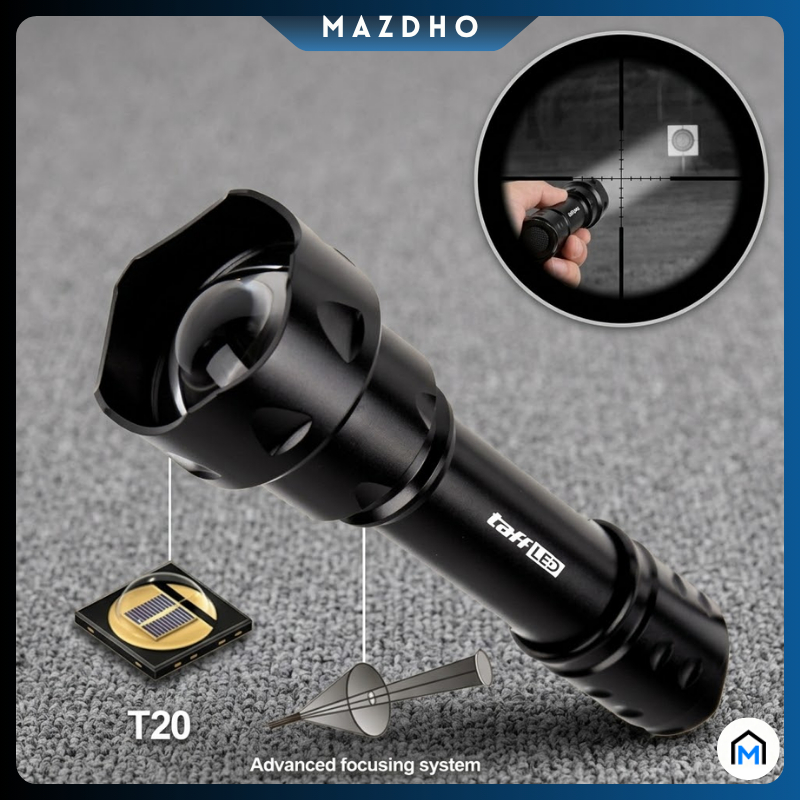 TaffLED Senter Infrared 850nm Night Vision LED T20 Flashlight Berburu Kamera IR Waterproof IPX6 Zoom