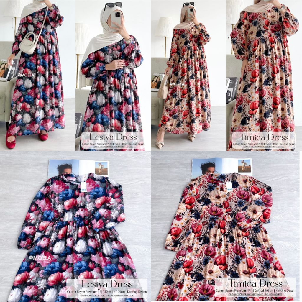 Moela Berlabel Lesiya Timica Dress Gamis Jumbo Allsize Busui Premium Catton Rayon Original