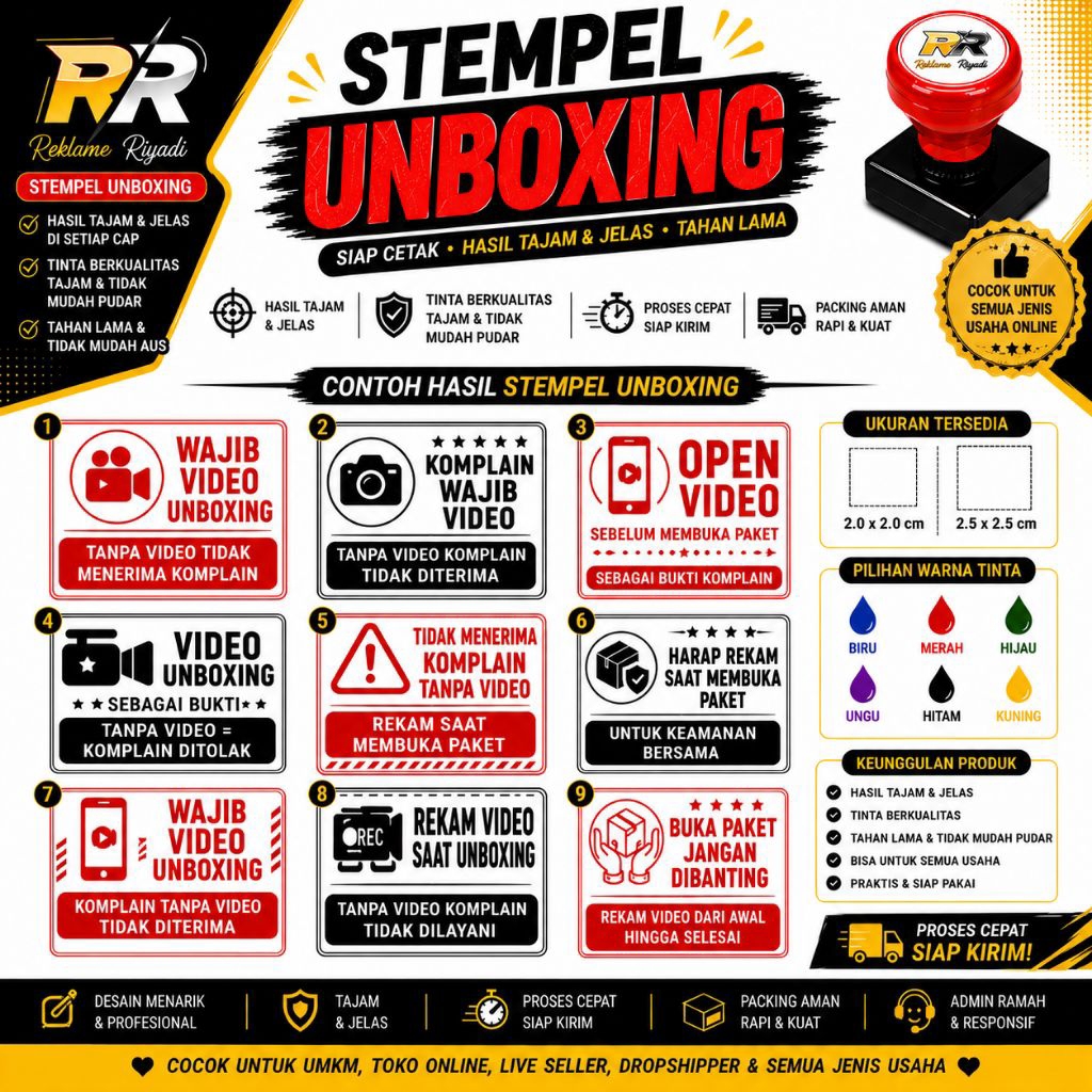 Stempel Unboxing Kotak Otomatis Video Unboxing Siap Cetak