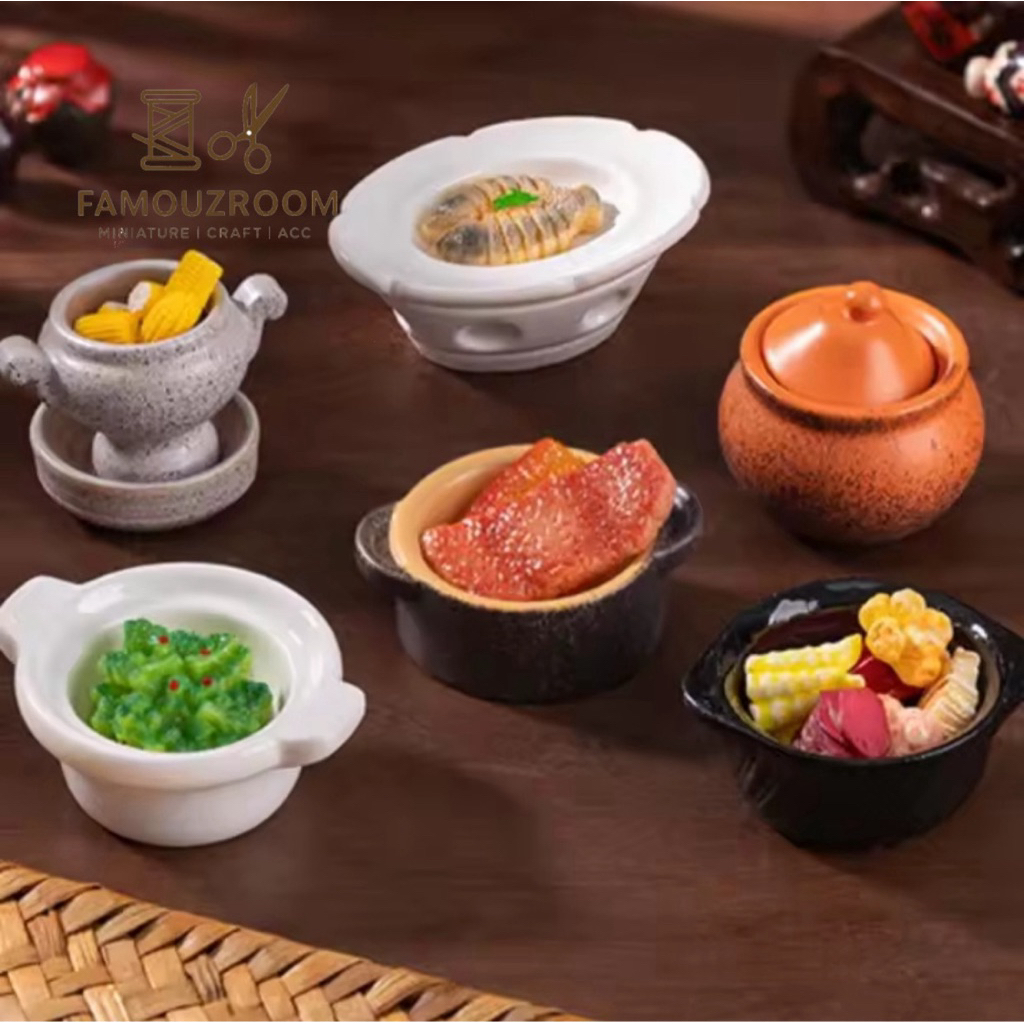 Miniatur Mangkok Claypot Teflon - Miniatur Mangkuk Sapo Claypot Casserole - Miniatur Mainan Panci Sa