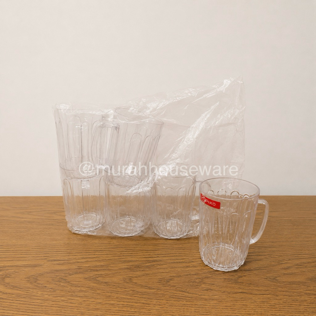 paket 6 pcs gelas tangkai akrilik 400 ml pikko , gelas bir gagang