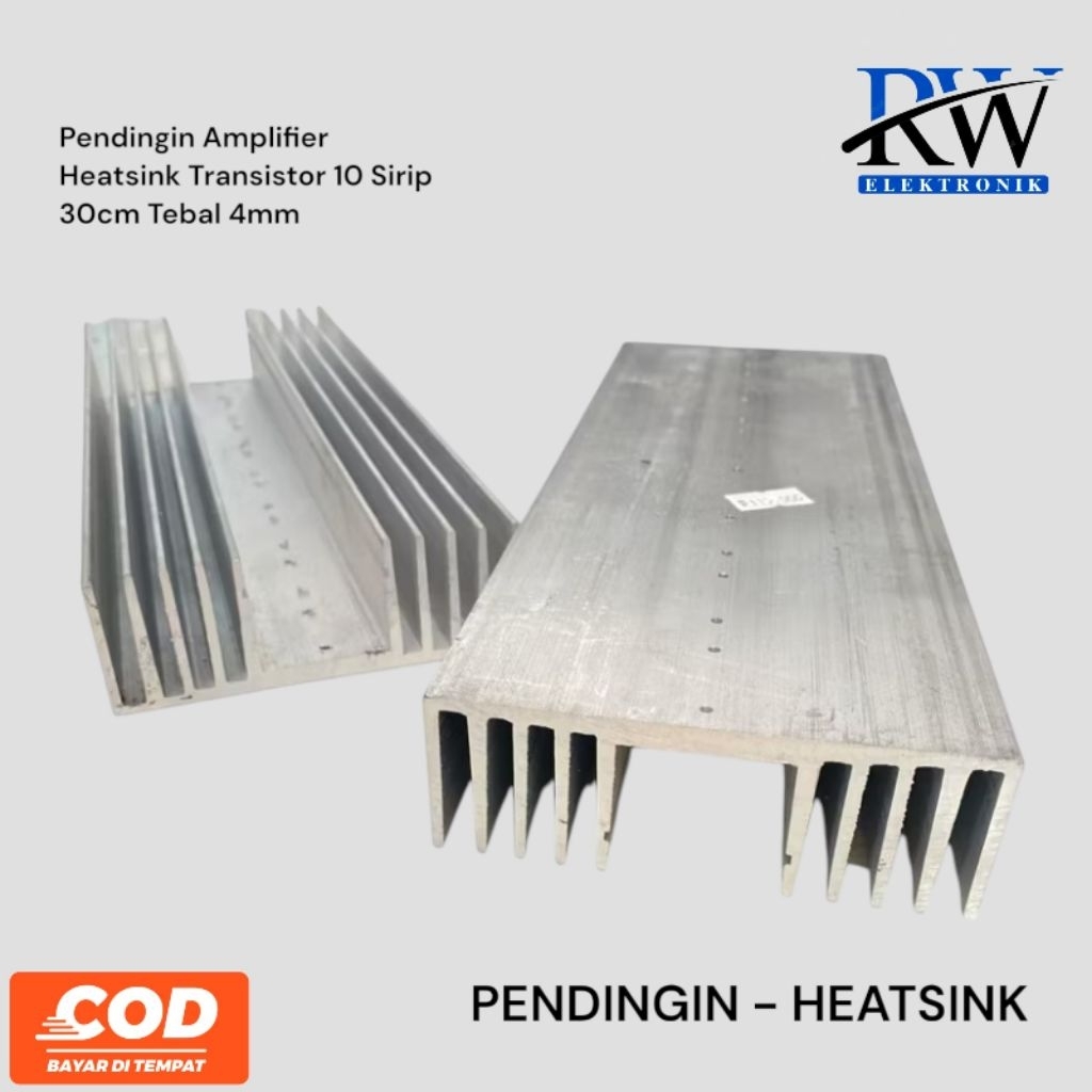 Pendingin Amplifier Heatsink Transistor 10 Sirip 30cm Tebal 4mm