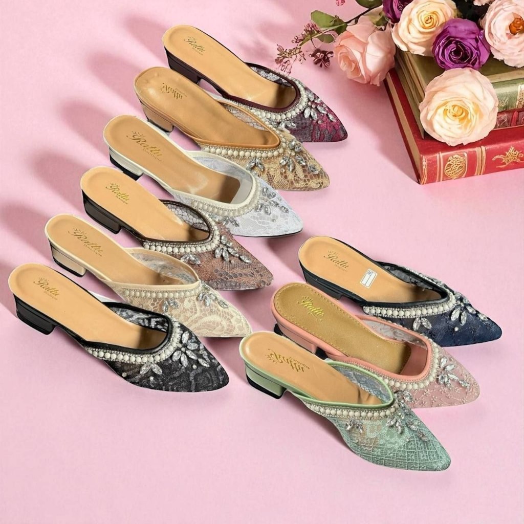 Sandal Pesta Payet Alisa Tanpa Hak / Wedding Shoes / Sendal Pengantin Wanita / Selop Cantik