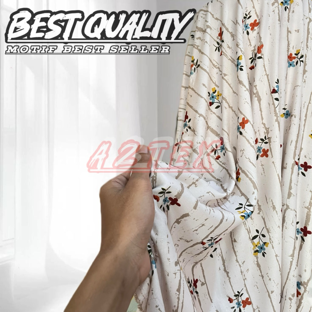 New (Motif Eksklusif) Kain Katun Rayon Viscose Premium - Kain Rayon Motif Bunga Kecil Orizontal - Ka