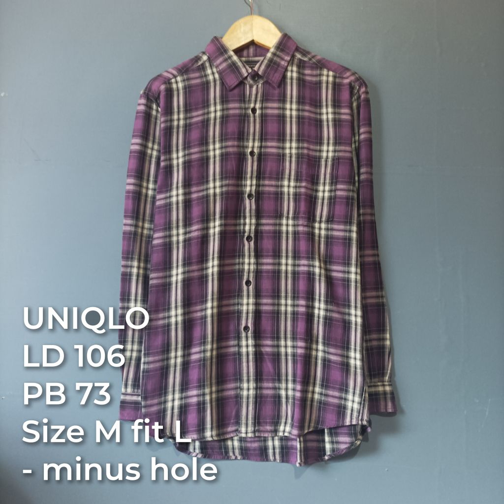 kemeja flanel kotak second brand UNIQLO| bekas minus