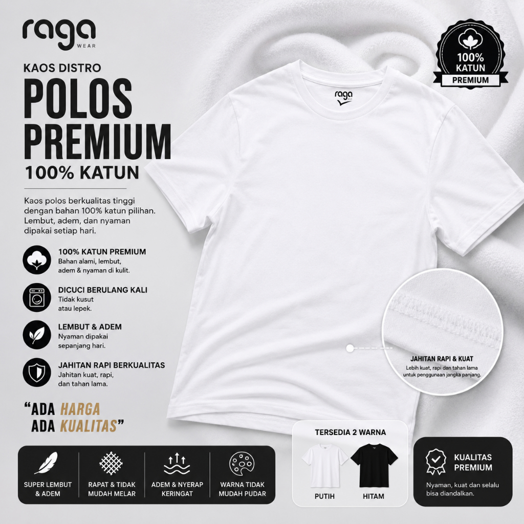 Baju Distro Polos Tebal Beda Kelas Dari Yang Murahan, 24s Tebal Premium Harian Nyaman adem, Kaos pol