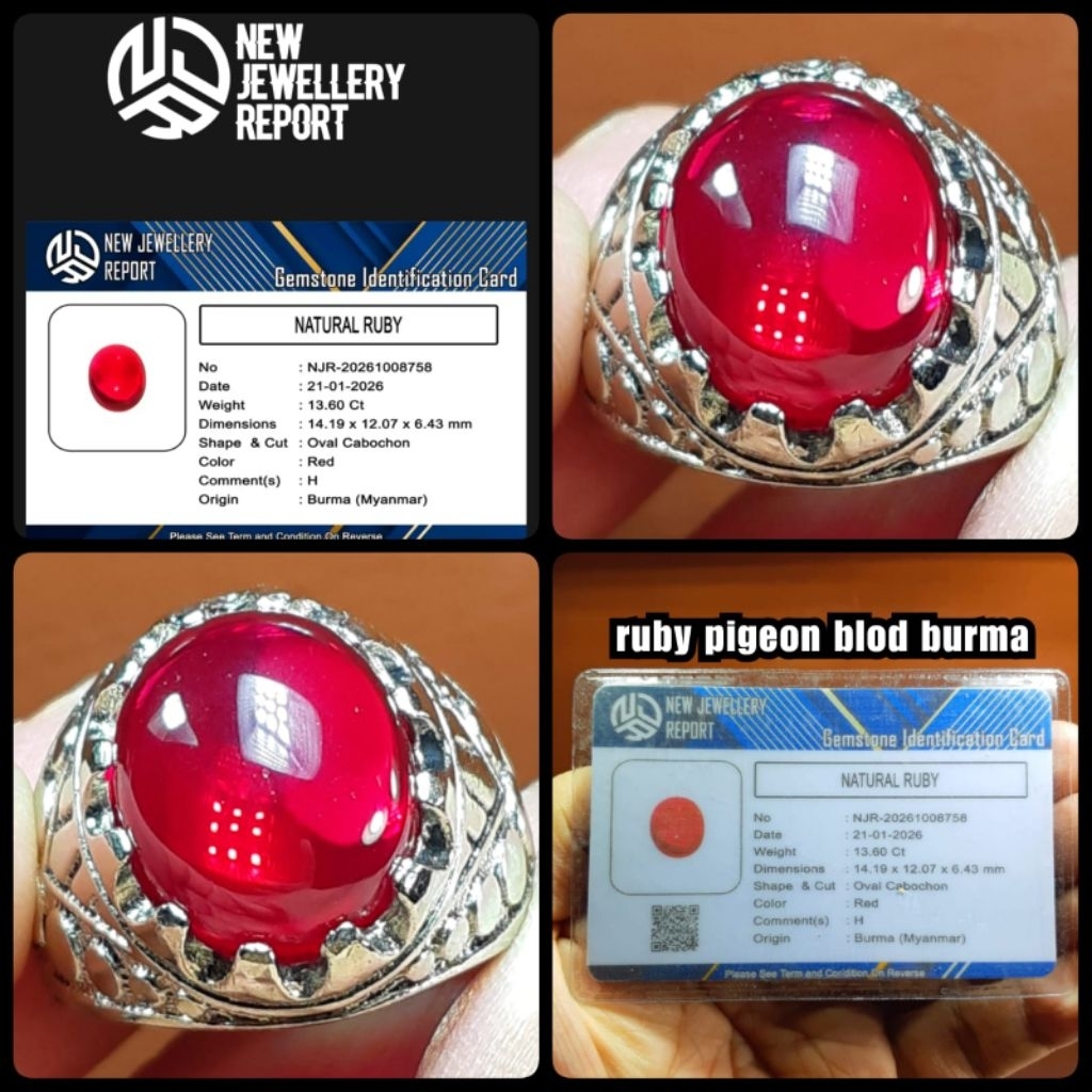 natural Ruby asli Burma pigeon blod + memo lab