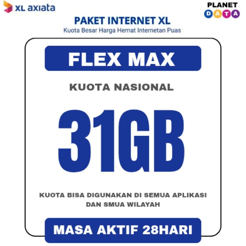 PAKET DATA XL FLEX MAX 31GB TERMURAH 