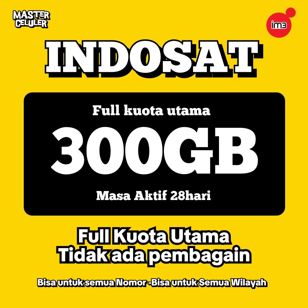PAKET INTERNET INDOSAT IM3 FULL 300GB 24 JAM TANPA PEMBAGIAN