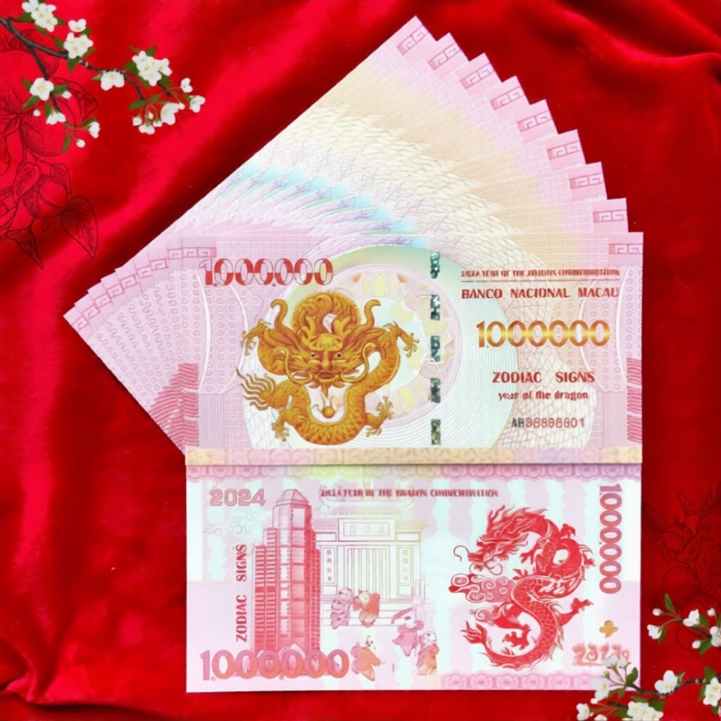 Souvenir Uang Naga Macau 1.000000 Year of The Dragon Koleksi Premium UNC