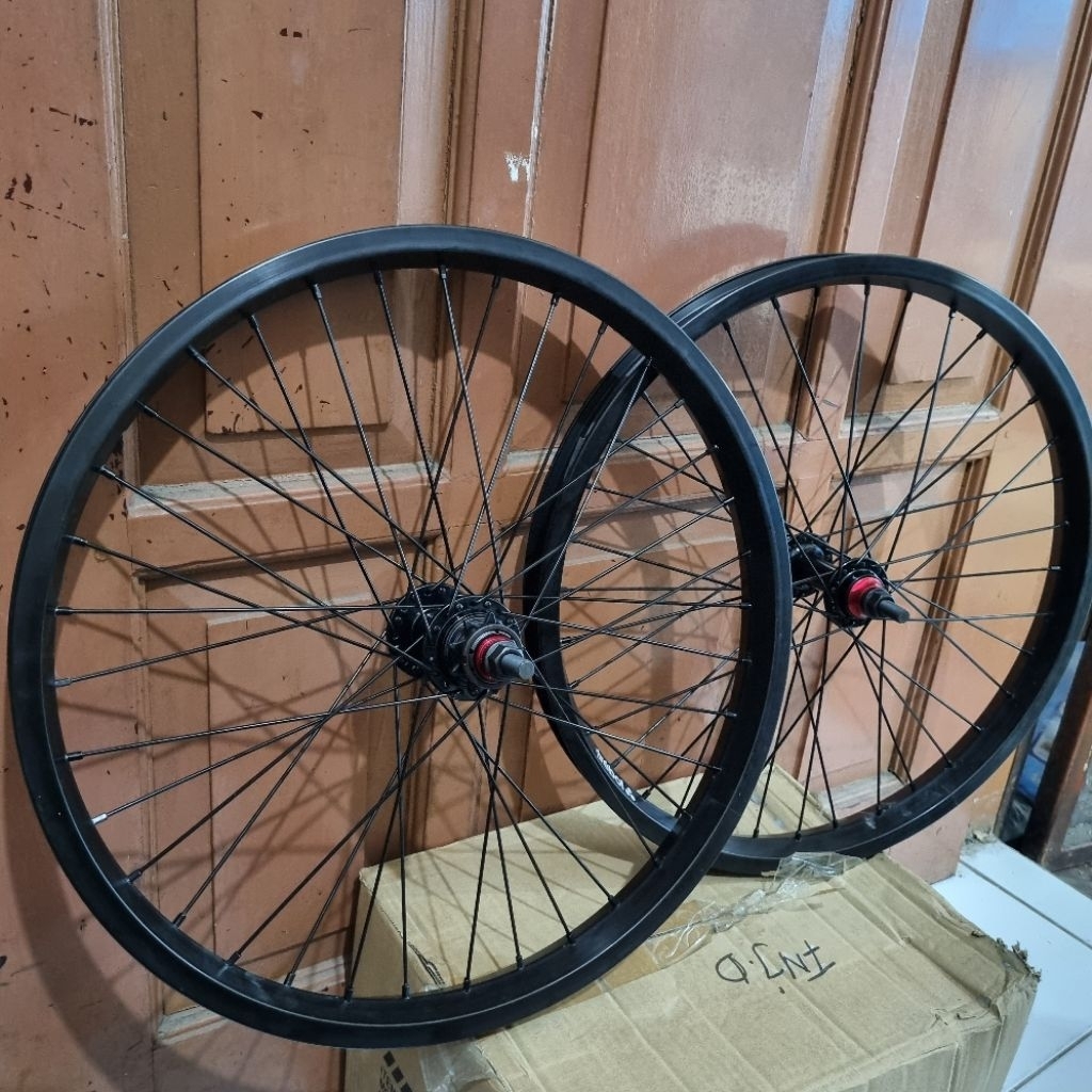 velg bmx wheel set bmx 20 36h hitam alloy