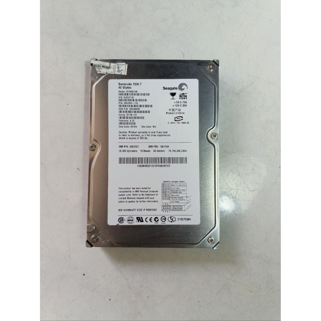 hardisk IDE 40GB ATA JARUM IDE 3,5 inc SEAGATE