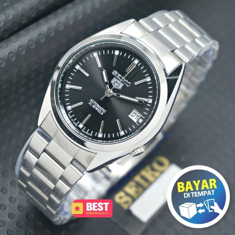 Jam Tangan SEIKO 5 Automatic | Otomatis | 21 jewels Pria & Wanita Rantai Gold Silver Tanggal