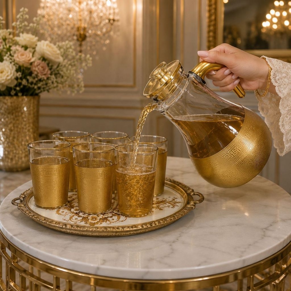Set Teko Gold Gelas Gold Turki Turkey Gold Set Motif Emas Kismet Gelas Turky Gelas Sirup
