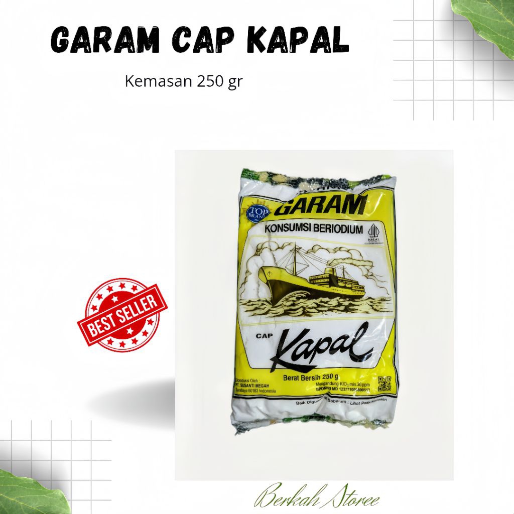 Garam Beryodium Cap Kapal 250gr - Garam Dapur Beryodium Praktis untuk Memasak