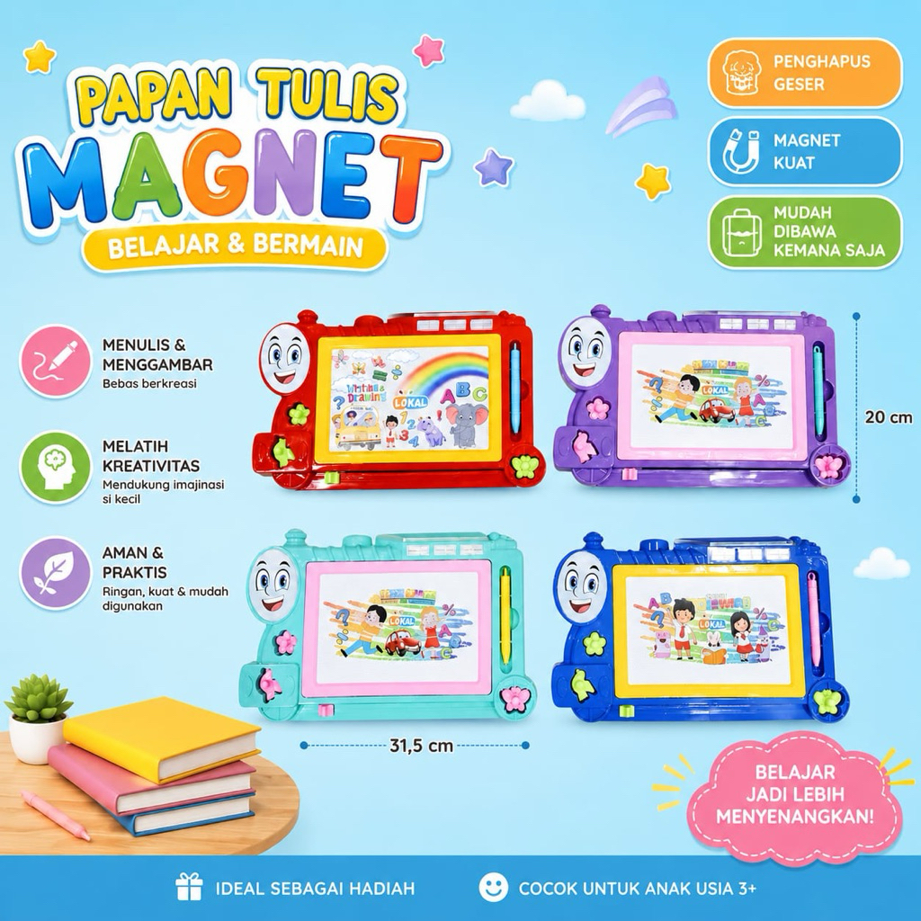 1163 mainan papan tulis magnet / mainan white board/ papan tulis  magnet edukasi anak anak / papan t