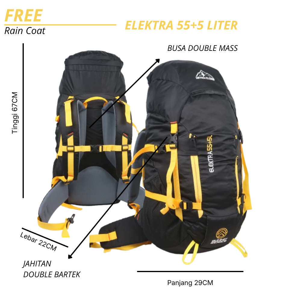 Tas Gunung Carrier 50L Ransel Campig Hiking Pria Outdoor Tas Keril Backpack Mudik Traveling 55+5 Lit