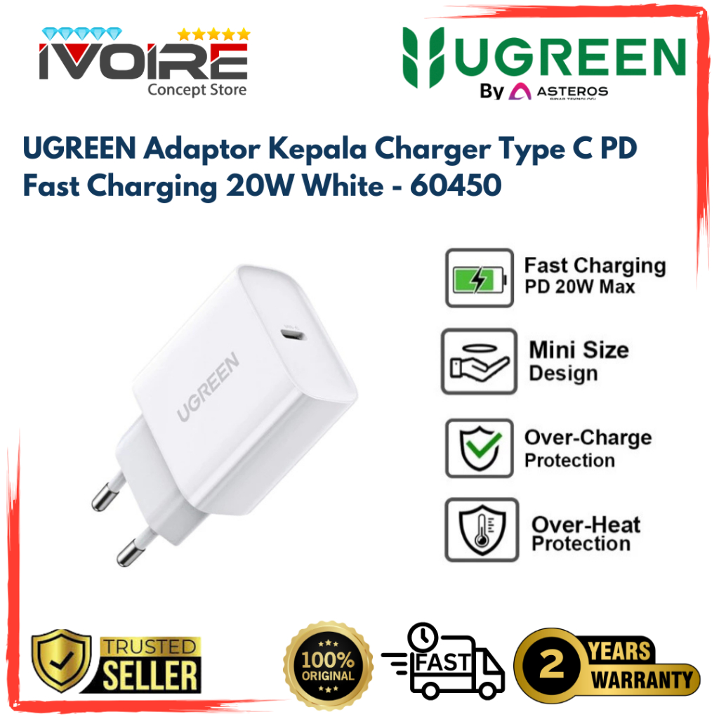 UGreen Wall Charger USB-C 20W PD WH - CD137 PN 60450