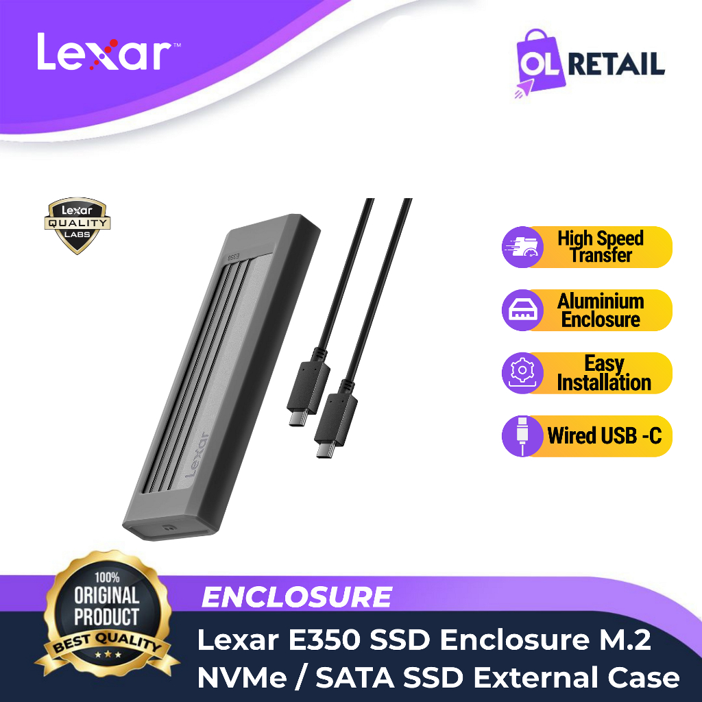 SSD Enclosure Lexar E350 M.2 NVMe SATA Adapter