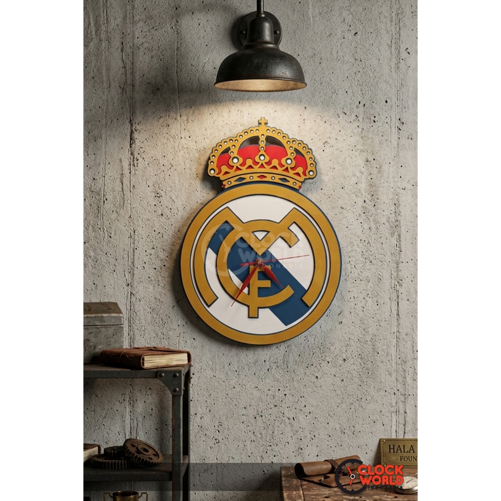 clockworld - JAM DINDING TIMBUL 3D LOGO BOLA REAL MADRID CUTTING