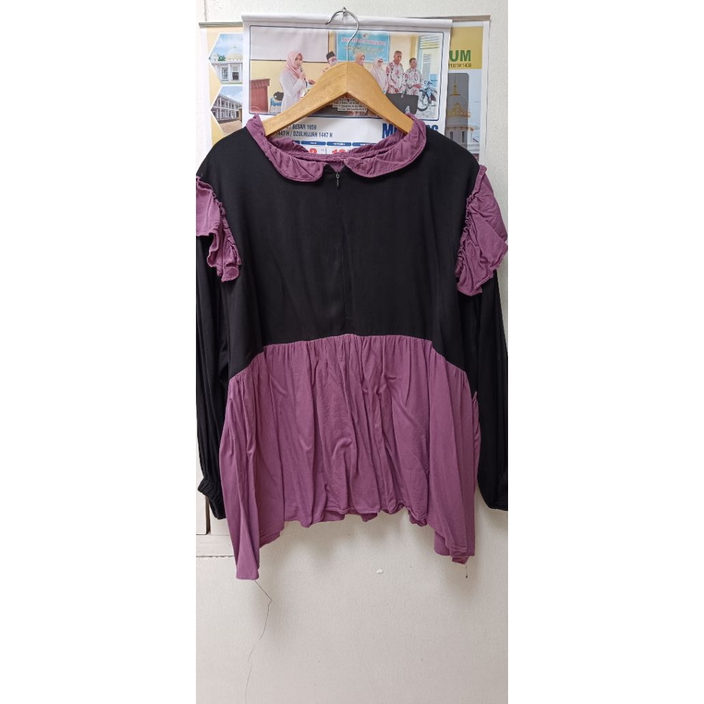 Warna ungu hitam blouse atasan baju wanita casual  jumbo prelove murah obral