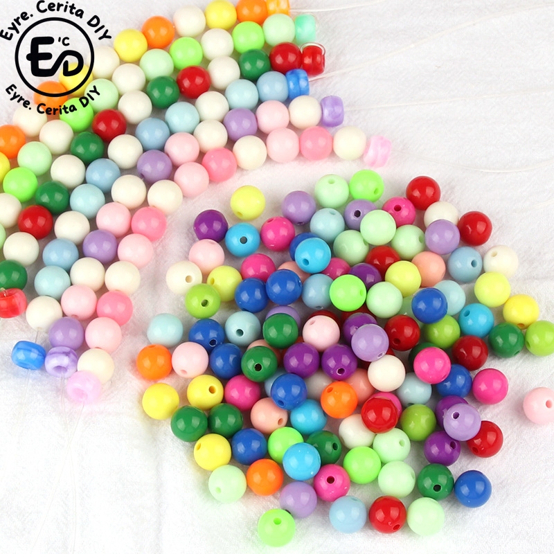 Lubang Lurus Akrilik Besar Warna Solid Bundar Manik-Manik Diy Manik-Manik Buatan Tangan Manik-Manik 