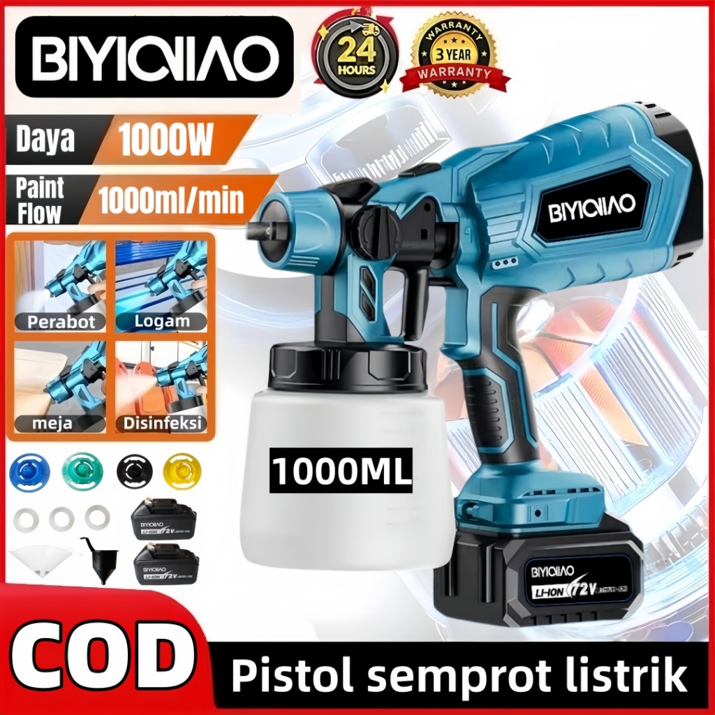 BIYINIAO Electric Spray Gun 1000ML Mesin Cat Semprot Listrik Alat Semprot Cat Tembok