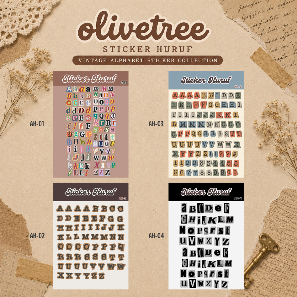 Sticker Alphabet Huruf Journal Aesthetic Stiker Jurnal Alfabet Sticker Deco DIY