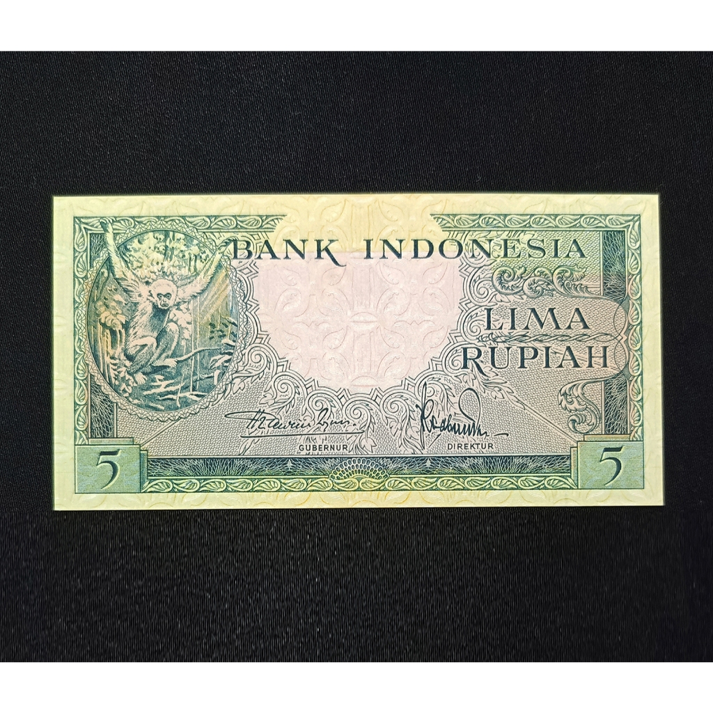 UANG KERTAS JADUL 5 RUPIAH ORANG UTAN 1957