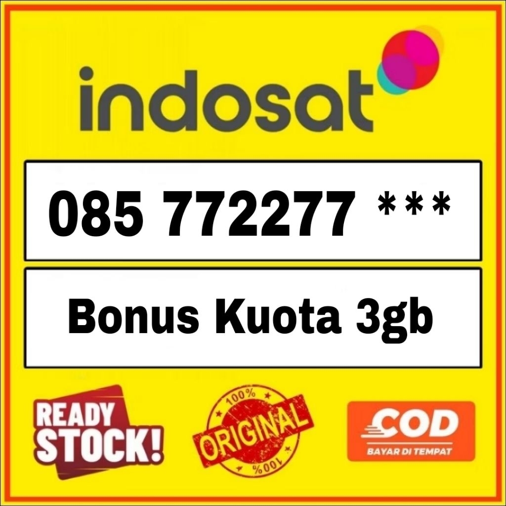 Nomor cantik indosat Ooredoo - Nomor Super - kartu perdana - Sim card - Indosat prabayar - seri 7722