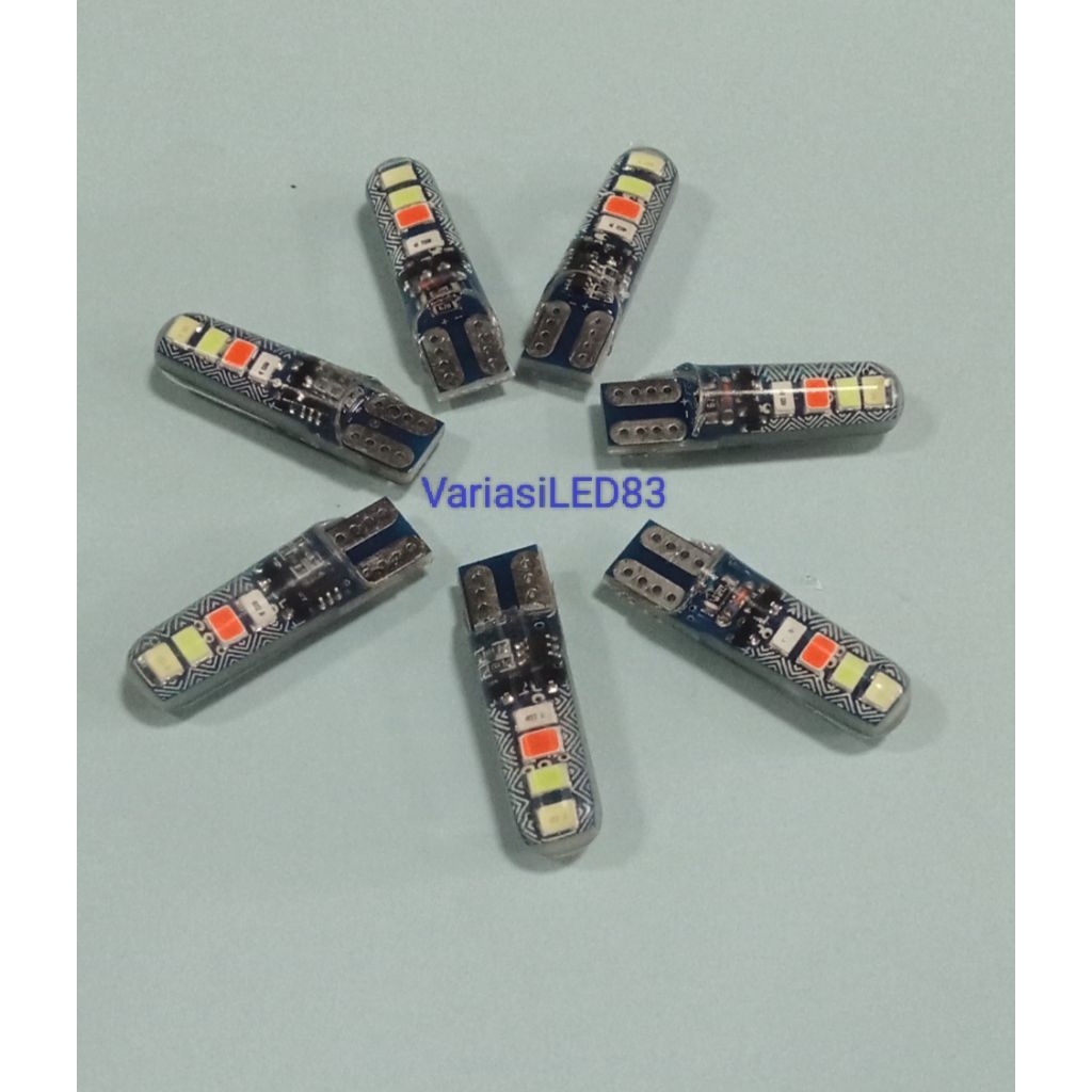 Lampu Sein Senja LED T10-8 Led 4 warna RGB Medel Kedip Running 2 Mode 12v Dan 24v
