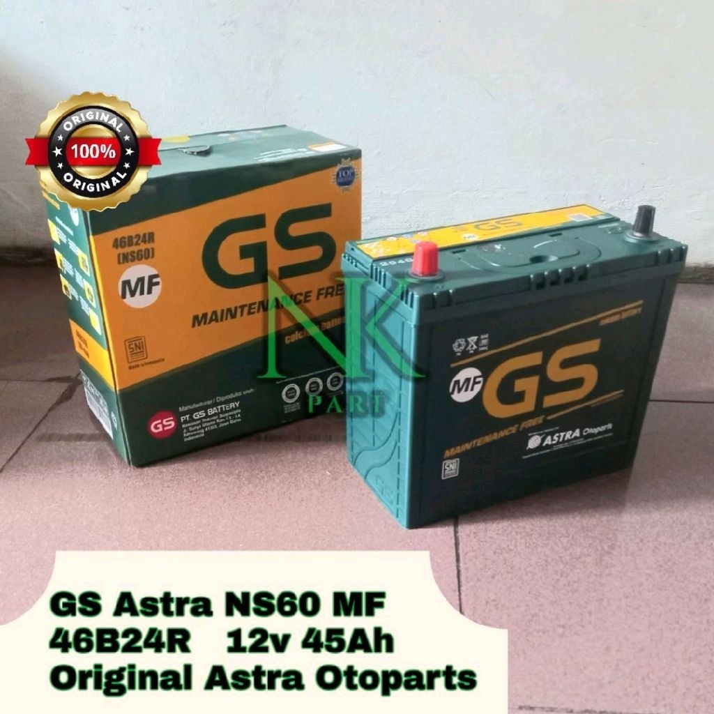 Aki Mobil Suzuki Swift, SX4, X Over Accu GS ASTRA NS60 46B24R MF 45Ah