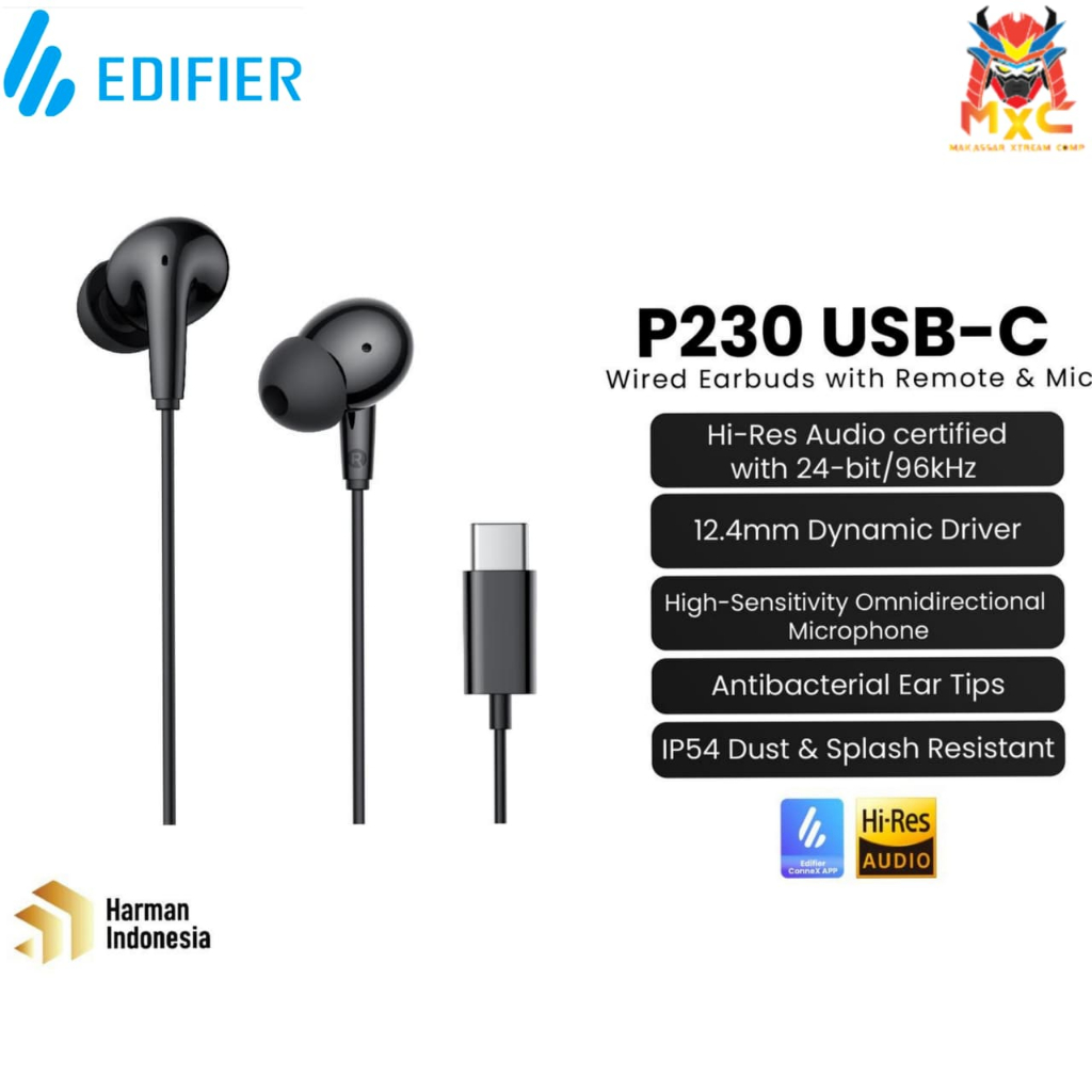 EDIFIER P230 USB-C Wired Earbuds with Remote and Mic