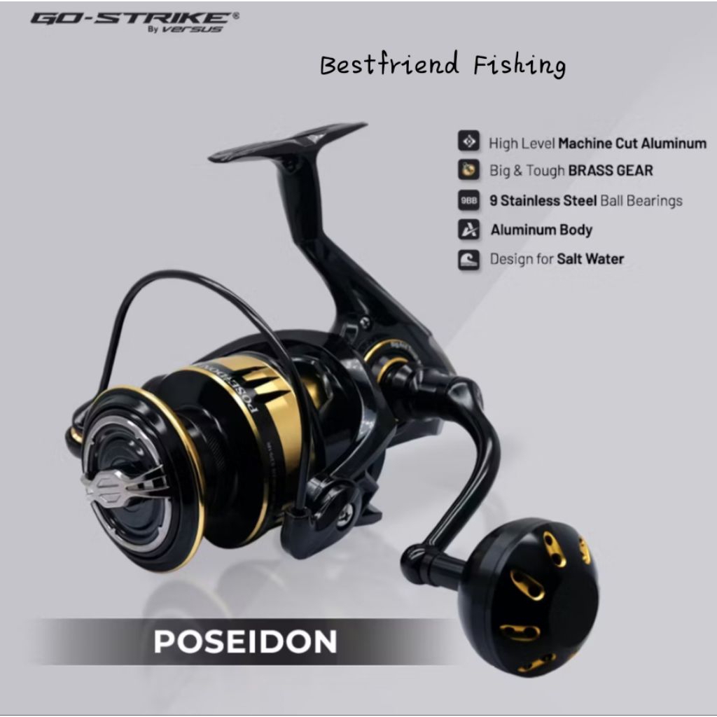 Reel GO-STRIKE POSEIDON 6000HG Saltwater 9BB Max Drag 18KG, Powerfull Fishing Reel