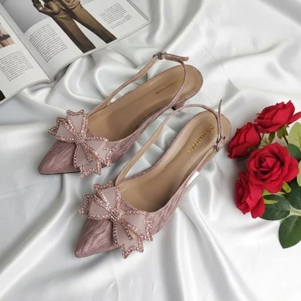 ZEIN Sandal Heels Wanita Slingback Hak 5cm Elegan - heels wisuda, kondangan formal kebaya