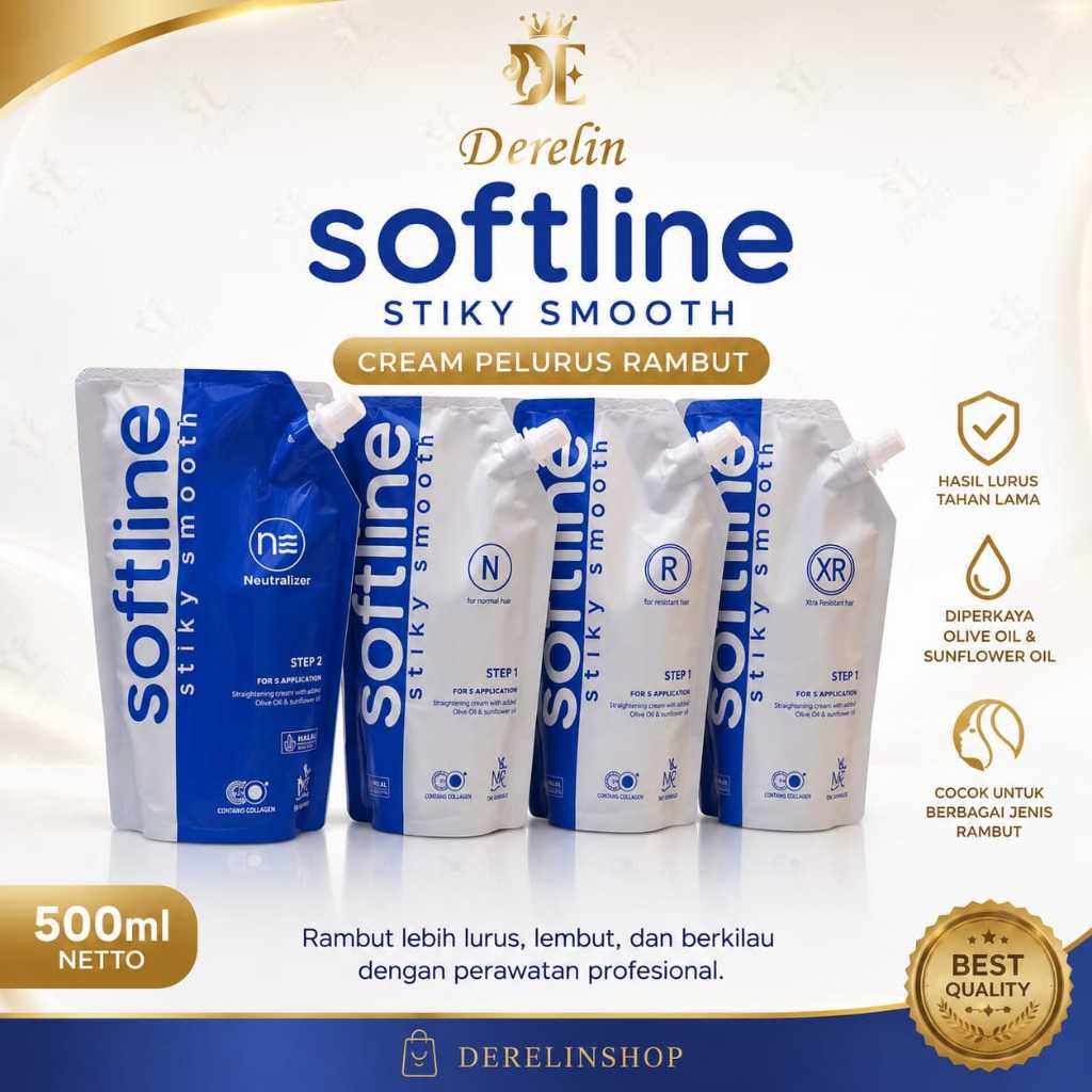 (BISA COD) NR - Softline Silky Smooth 500gr Smoothing Keratin / Rebonding / Pelurus Rambut | Derelin