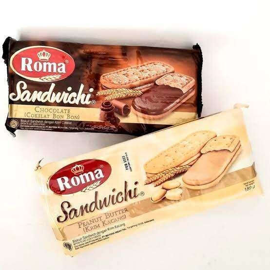 KUE BISKUIT ROMA SANDWICHI COKLAT / PEANUT KRIM KACANG COKLAT SNACK KUE COKELAT ENAK