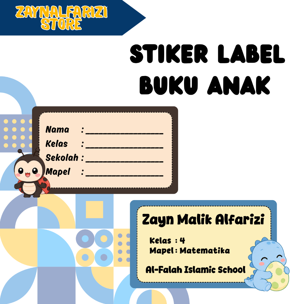 Stiker Label Nama Buku Pelajaran Anak / Penanda Label Buku Pelajaran Siap Tempel / Stiker Buku Pelaj