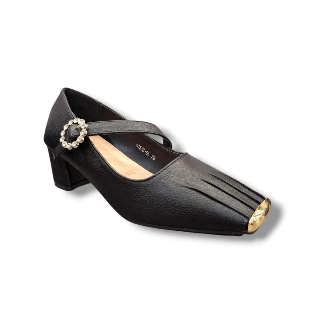 STEVE & CO s1513 Sepatu Pantofel Wanita Warna Black Hak 5cm