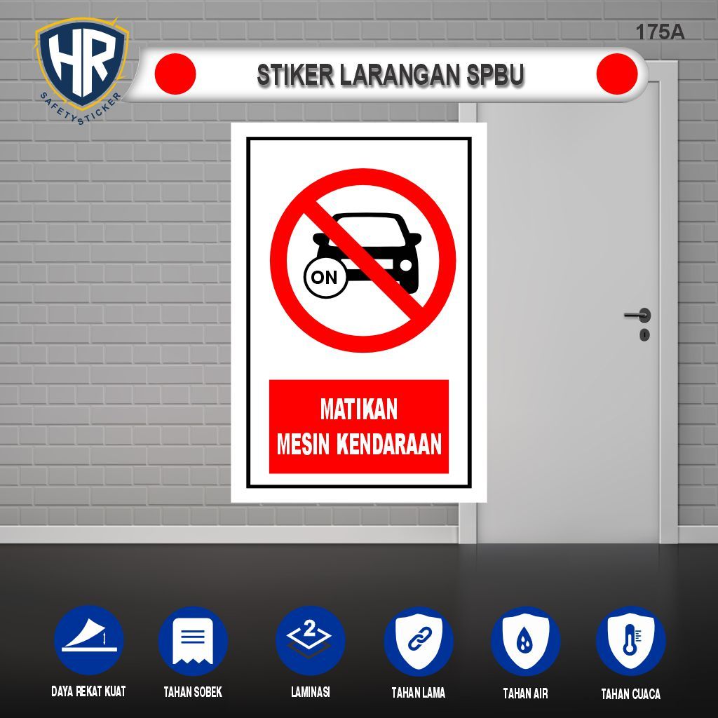 Stiker K3 Larangan di SPBU – Stiker Dilarang Merokok Main HP Mesin Menyala Waterproof