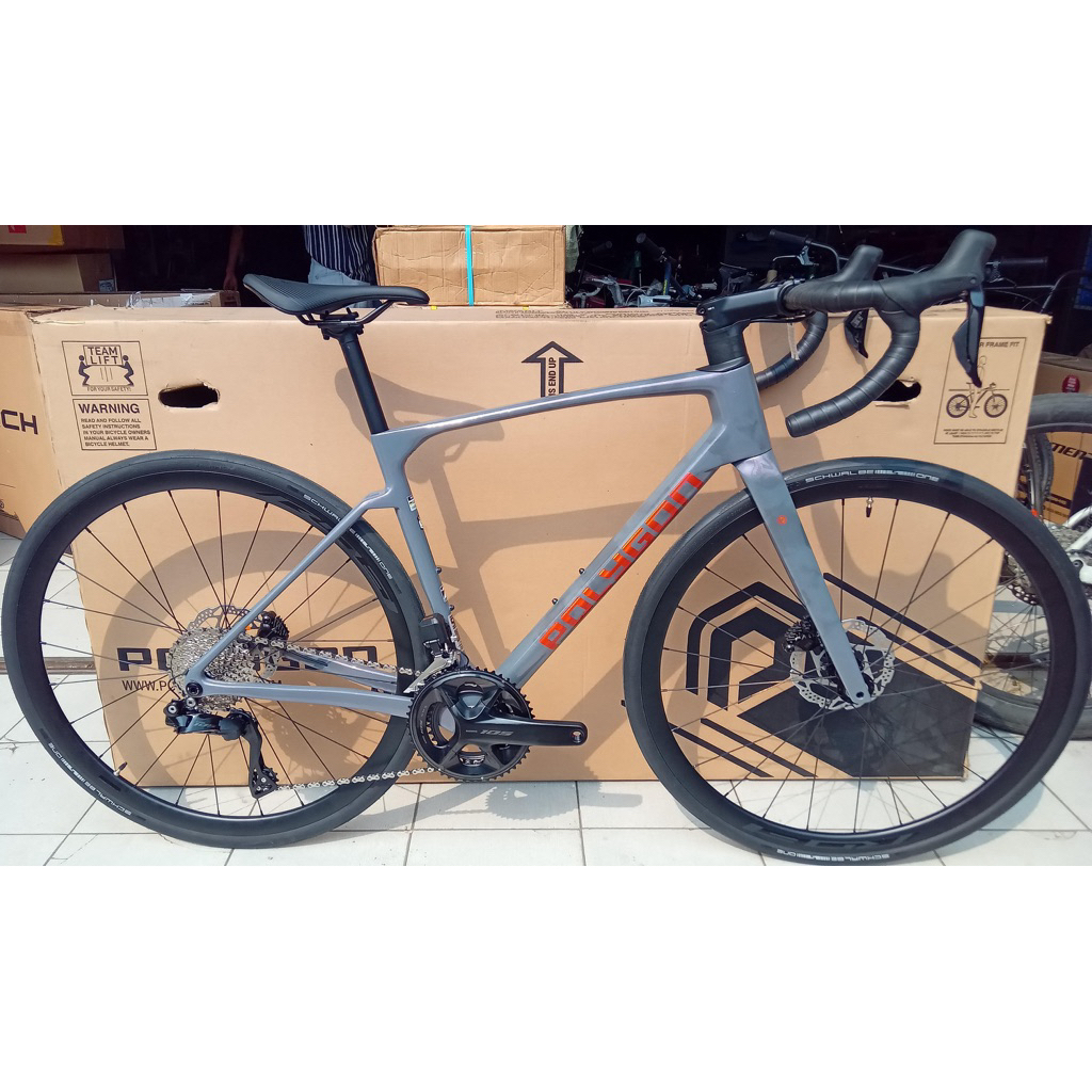 Sepeda Road Bike POLYGON STRATTOS 7 Di2 GREY (Bronze) 2 x 12 speed - UCI - FREE JERSEY dan HELM GARA