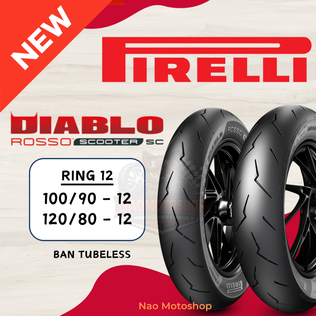 PIRELLI DIABLO ROSSO SCOOTER SC RING 12 SOFT COMPOUND 100/90-12 120/80-12 BAN MOTOR SCOOPY STYLO 160