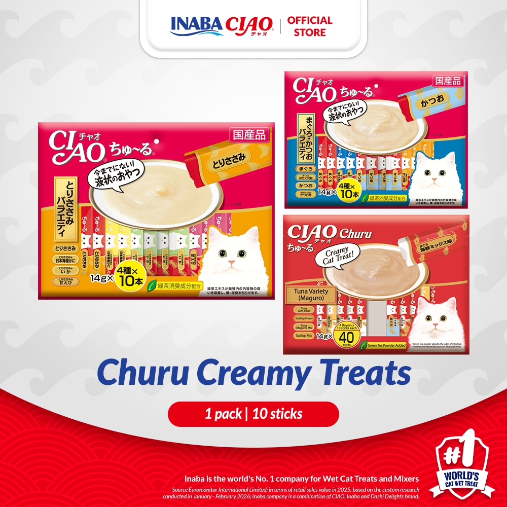 INABA CIAO Churu Creamy Treats Tuna (Maguro) Mix 40 Pcs Snack Kucing