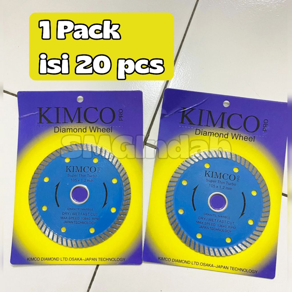 Harga 1 Box isi 20 pcs KIMCO PRO Diamond Wheel Type Turbo 4" Mata Pisau Gerinda Tipe Turbo 4 Inch Un