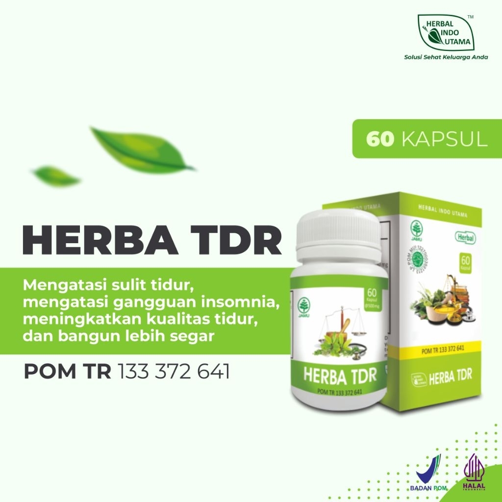 Herba TDR. Herba TDR merupakan obat tidur herbal yang efektif untuk mengatasi sulit tidur tanpa efek
