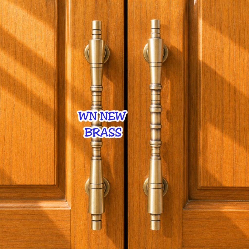 Handle Pintu / Gagang Pintu Rumah Pagar Kuningan Antik Motif Bambu 80 cm