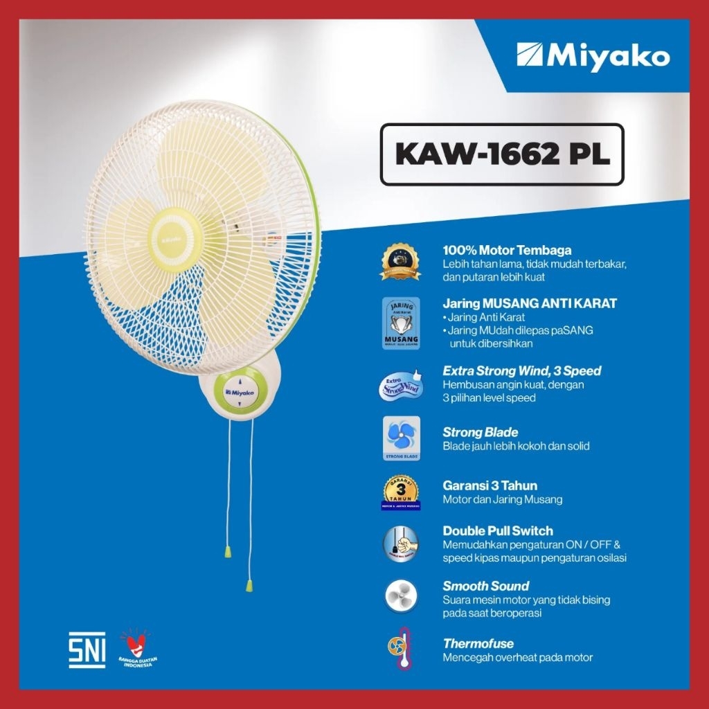 MIYAKO KAW-1662 PL KIPAS DINDING 16 INCH